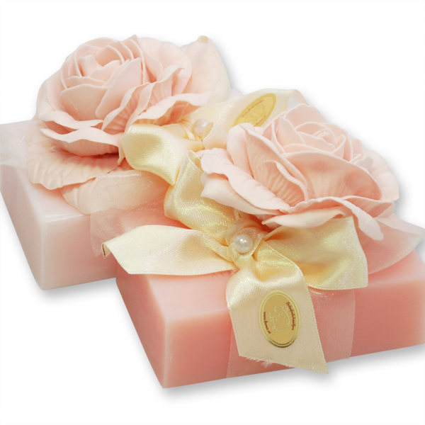 Sheep milk soap 150g, decorated with a deco rose, Peony 