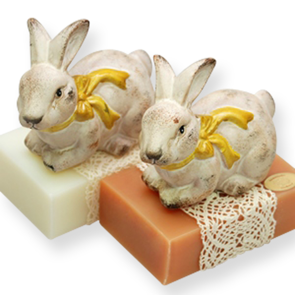 Sheep milk soap 150g, decorated with a rabbit, Classic/quince 