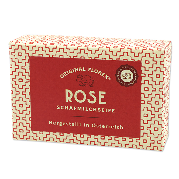 Schafmilchseife eckig 150g, Rose mit Blüten 