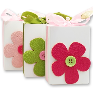 Sheep milk soap 150g in a box, decorated with a flower 