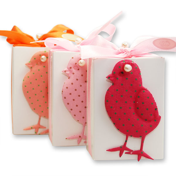 Sheep milk soap 150g in a box, decorated with a bird, sorted 