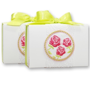 Sheep milk soap 150g in a box, decorated with a flower sticker, Classic/peony 