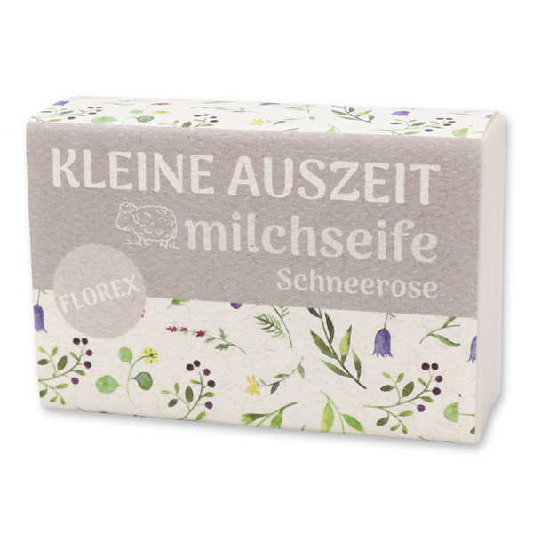 Schafmilchseife eckig 150g "Kleine Auszeit", Schneerose 