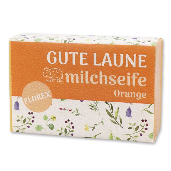 Schafmilchseife eckig 150g "Gute Laune", Orange 