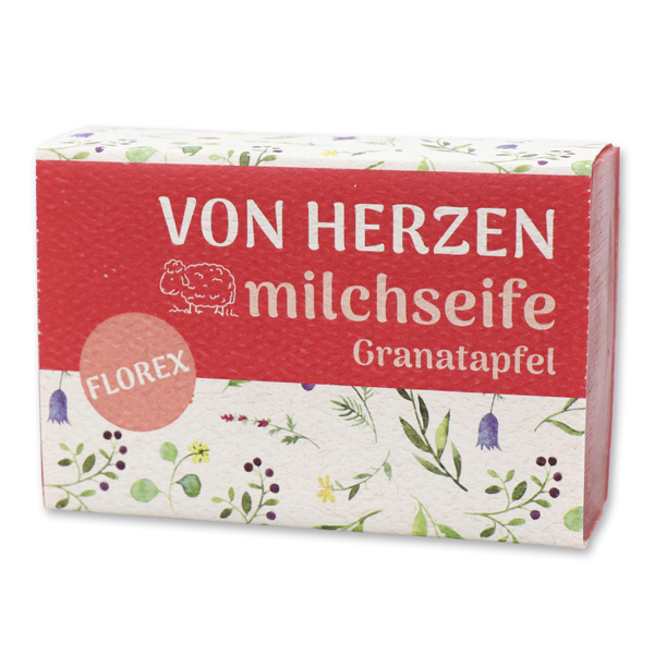 Schafmilchseife eckig 150g "Von Herzen", Granatapfel 