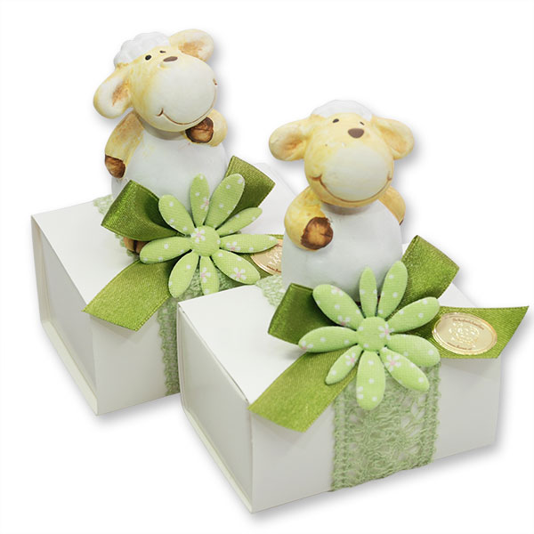 Sheep milk soap 150g in a box, decorated with a sheep, Classic/verbena 