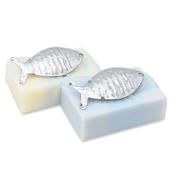 Sheep milk soap 150g, decorated with a fish, Classic/forget-me-not 