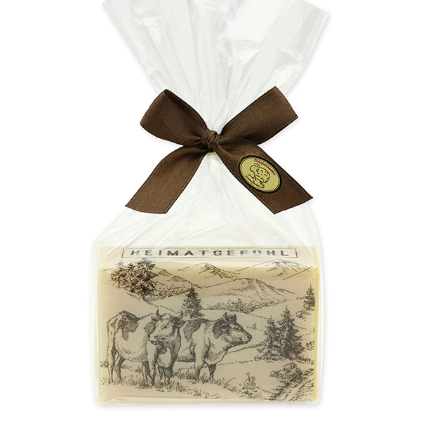 Sheep milk soap 150g in a cellophane "Heimatgefühl", Swiss pine 