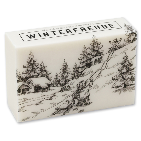 Schafmilchseife eckig 150g "Winterfreude", Schneerose 