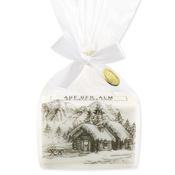 Schafmilchseife eckig 150g in Cello "Auf der Alm...", Schneerose 