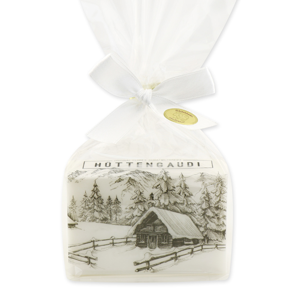 Sheep milk soap 150g in a cellophane "Hüttengaudi", Christmas rose white 