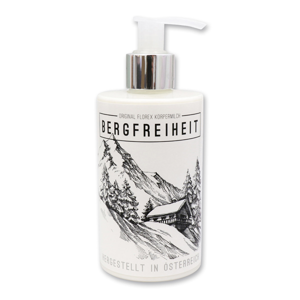 Body milk with organic sheep milk 250ml in a dispenser "Bergfreiheit", Christmas rose white 