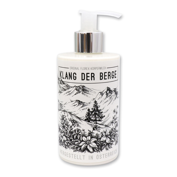 Body milk with organic sheep milk 250ml in a dispenser "Klang der Berge", Edelweiss 