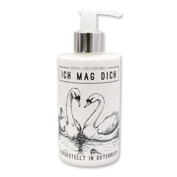 Body milk with organic sheep milk 250ml in a dispenser "Ich mag dich", Almond Oil 