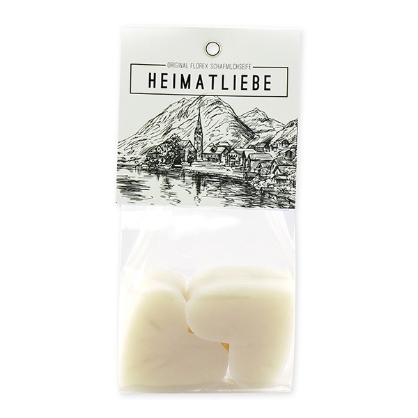 Sheep milk soap heart 4x23g in a cellophane "Heimatliebe", Edelweiss 