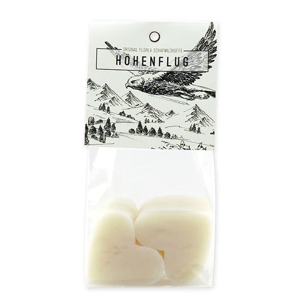 Sheep milk soap heart 4x23g in a cellophane "Höhenflug", Edelweiss 