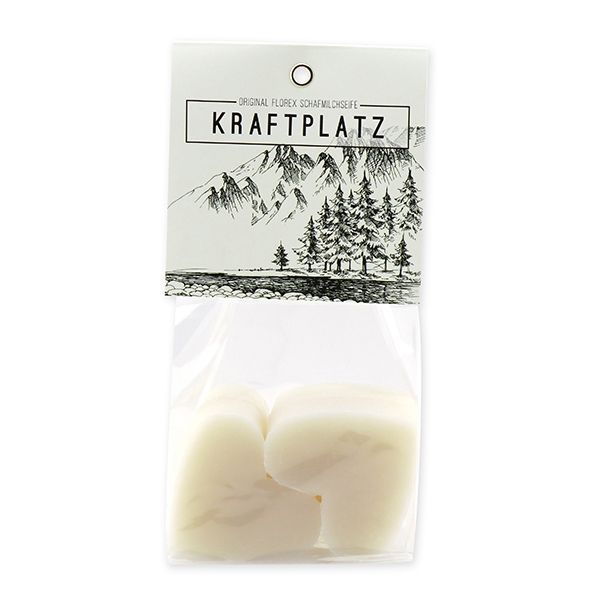 Schafmilchseife Herz mittel 4x23g in Cello "Kraftplatz", Edelweiß 