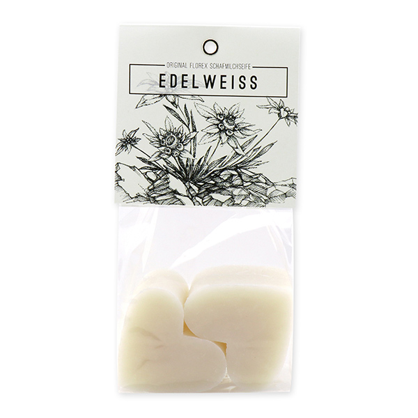 Sheep milk soap heart 4x23g in a cellophane "Edelweiß", Edelweiss 