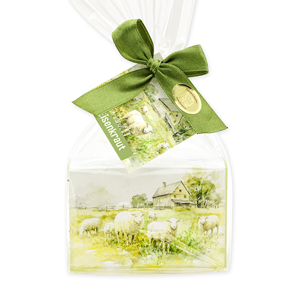 Schafmilchseife eckig 150g "Naturzauber Motiv 4" in Cello, Eisenkraut 
