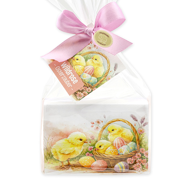 Sheep milk soap 150g Wild rose with petals "Charming Easter motif 10" in a cellophane 