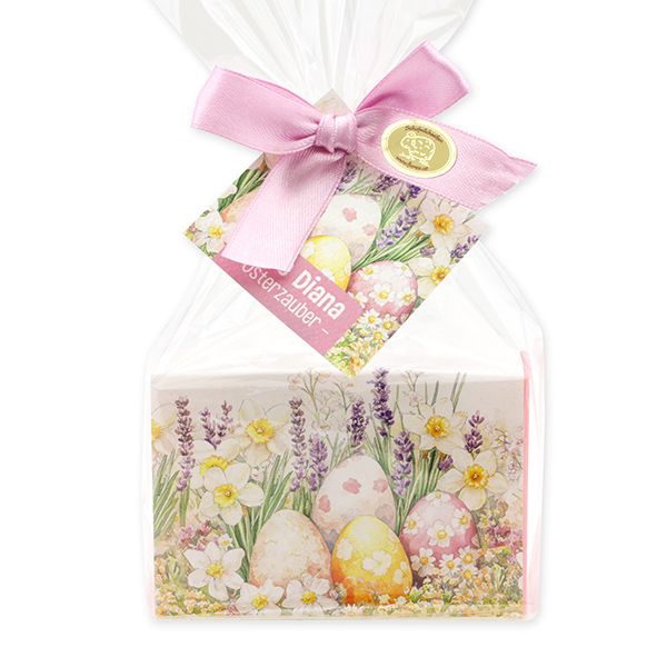 Schafmilchseife eckig 150g "Osterzauber Motiv 2" in Cello, Rose Diana 
