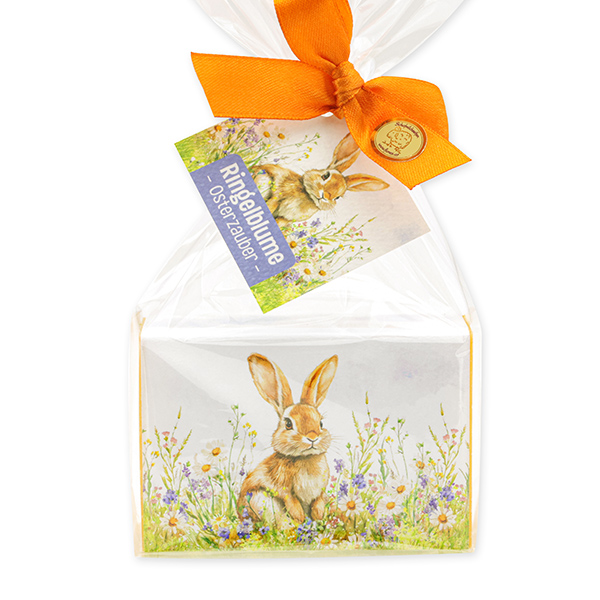 Schafmilchseife eckig 150g "Osterzauber Motiv 8" in Cello, Ringelblume 