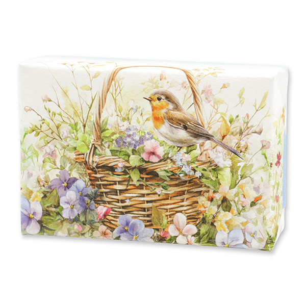 Schafmilchseife eckig 150g "Naturzauber Motiv 11", Wildrose mit Blüten 