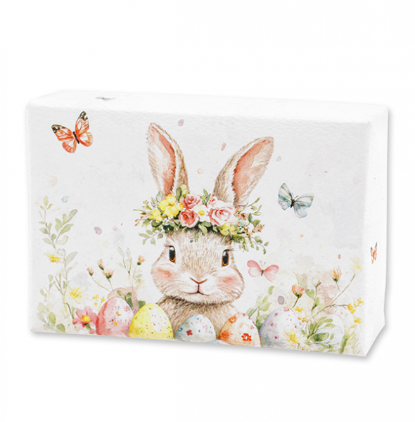 Schafmilchseife eckig 150g "Osterzauber Motiv 9", Wildrose mit Blüten 