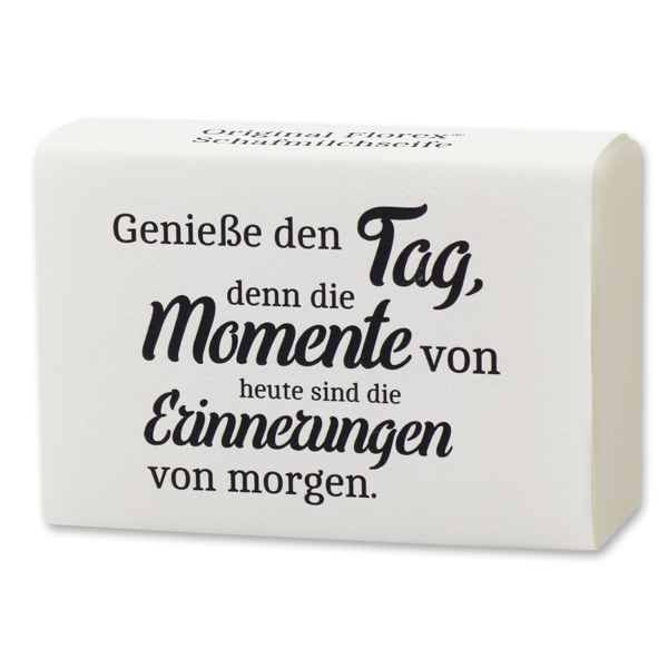 Schafmilchseife eckig 150g "Genieße den Tag...", Edelweiß 