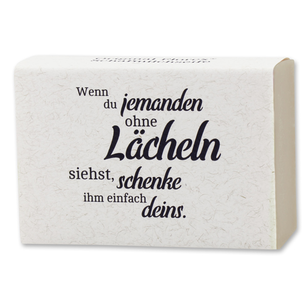 Schafmilchseife eckig 150g "Wenn du jemanden ohne Lächeln...", Mandelöl 