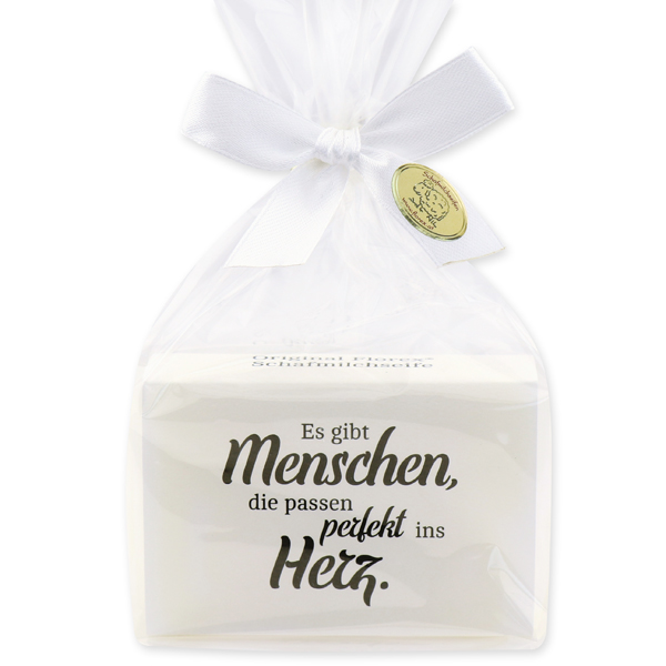 Sheep milk soap 150g "Es gibt Menschen, die passen..." in a cellophane, Classic 