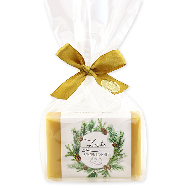 Sheep milk soap 150g 'Einzigartige Augenblicke' in a cellophane, Swiss pine 