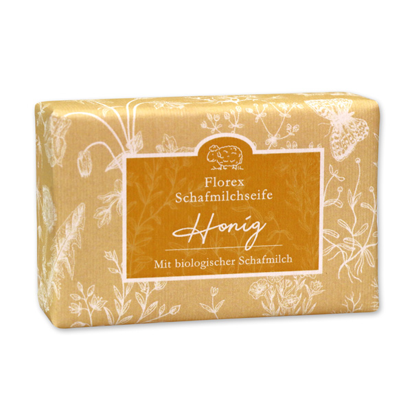 Sheepmilk soap 150g packed with florentine-sleeve, honey 