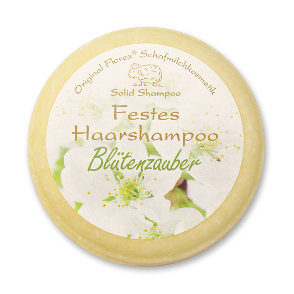 Festes Haarshampoo mit Schafmilch 58g in Folie, Blütenzauber 