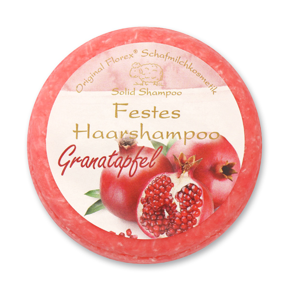 Festes Haarshampoo mit Schafmilch 58g in Folie, Granatapfel 