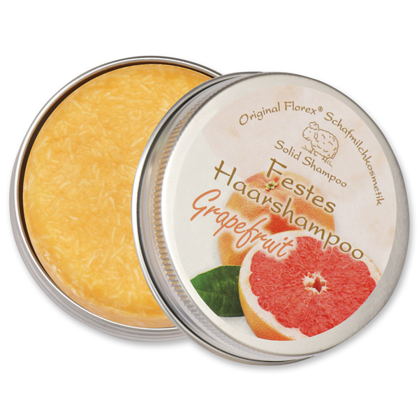 Solid hair shampoo with sheep milk 58g in a container, Grapefruit 