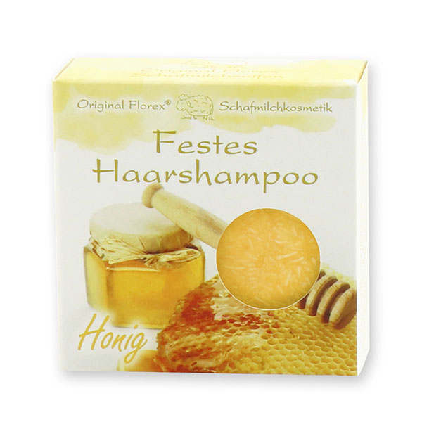 Festes Haarshampoo mit Schafmilch 58g in Papier-Schachtel, Honig 