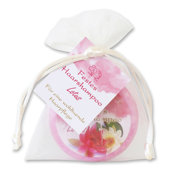 Solid hair shampoo with sheep milk 58g in organza bag, Lotus 