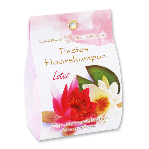 Festes Haarshampoo mit Schafmilch 58g in Papier-Tasche, Lotus 