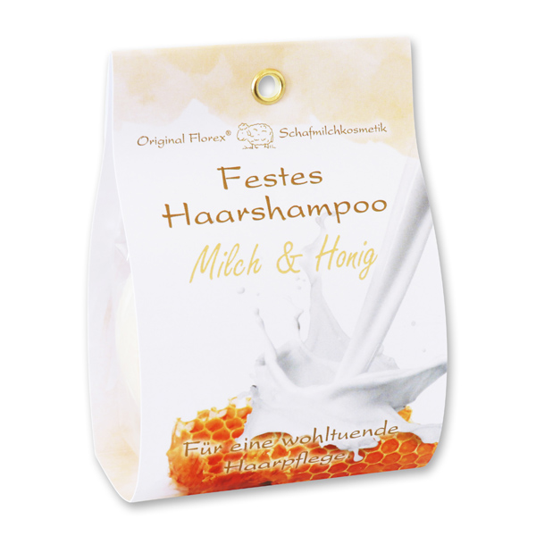 Festes Haarshampoo mit Schafmilch 58g in Papier-Tasche, Milch & Honig 