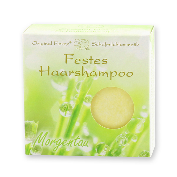 Festes Haarshampoo mit Schafmilch 58g in Papier-Schachtel, Morgentau 