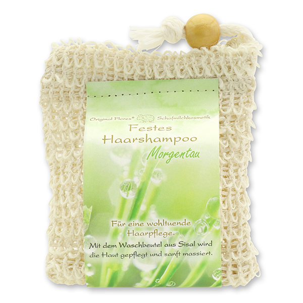 Solid hair shampoo with sheep milk 58g in a sisal wash bag, Sunlight 