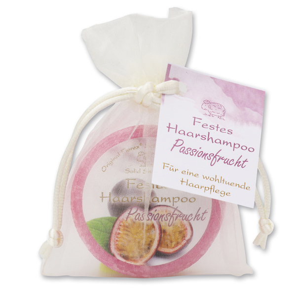 Solid hair shampoo with sheep milk 58g in organza bag, Passion Fruit 