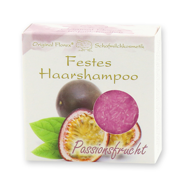 Festes Haarshampoo mit Schafmilch 58g in Papier-Schachtel, Passionsfrucht 