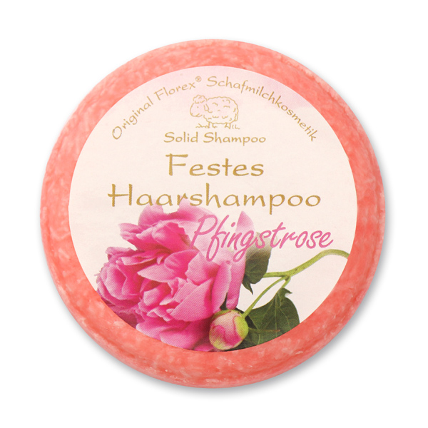 Festes Haarshampoo mit Schafmilch 58g in Folie, Pfingstrose 