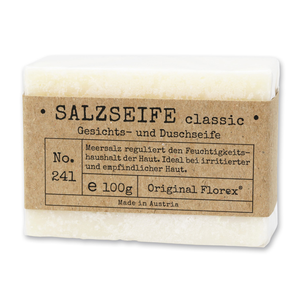 Spezialseife kaltgerührt 100g "Pure Soaps" in Cello, Salzseife Classic 