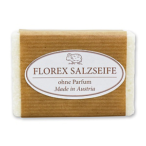 Spezialseife kaltgerührt 100g braunes Papier, Salzseife ohne Parfum 