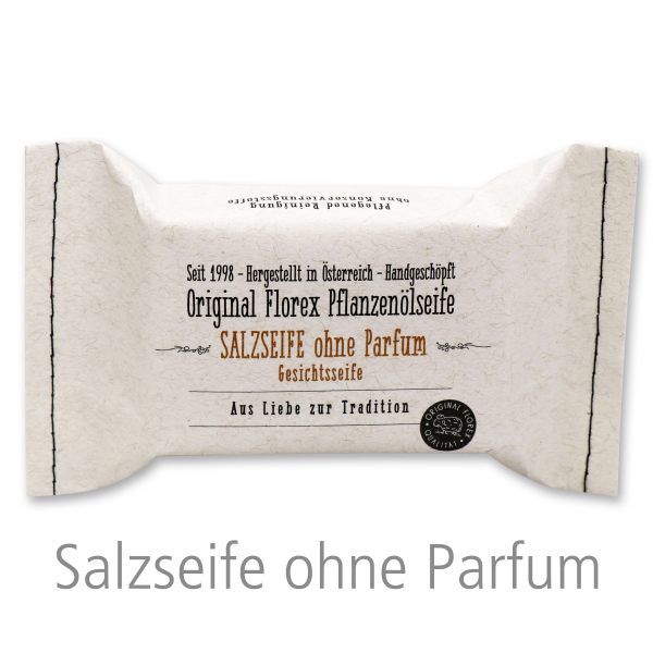 Cold-stirred special soap 100g, packed in a stitched paper bag, Salt without perfume 