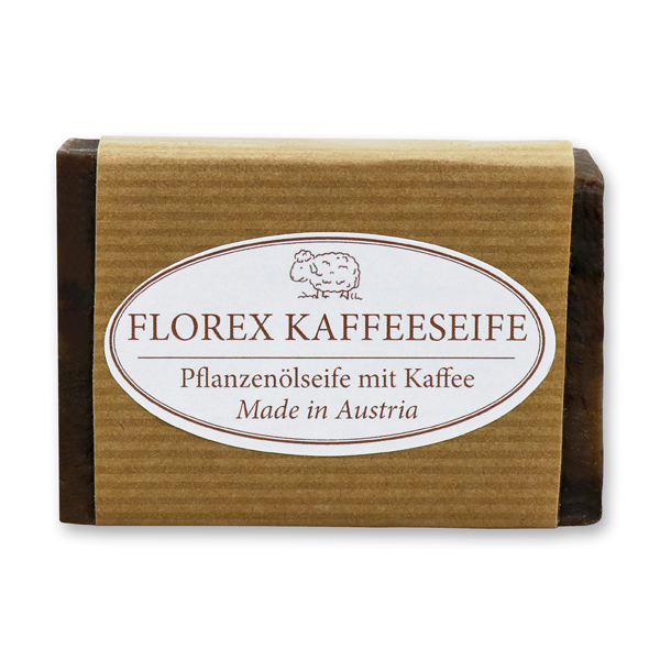 Cold-stirred plant soap 100g with a brown paper, Coffee 