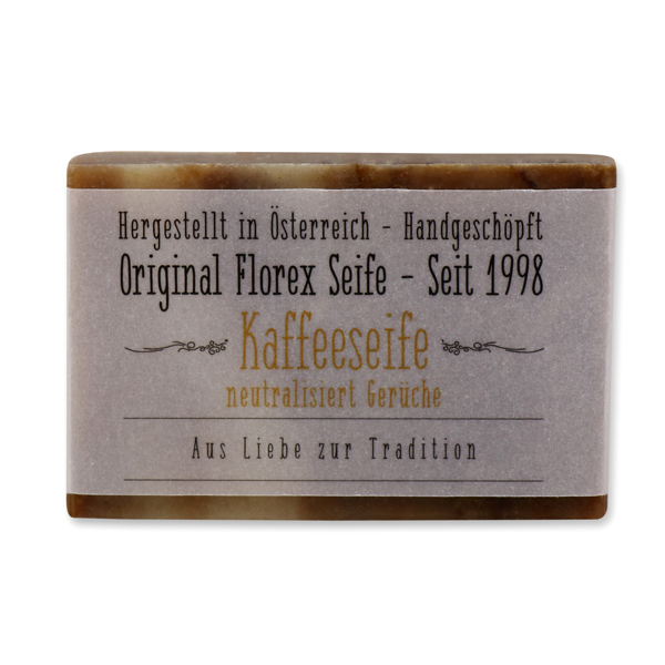 Cold-stirred plant soap 100g with a transparent paper, Coffee 